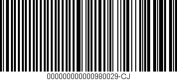 Código de barras (EAN, GTIN, SKU, ISBN): '000000000000980029-CJ'