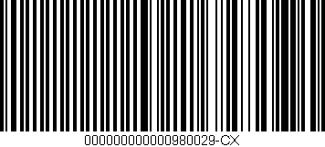 Código de barras (EAN, GTIN, SKU, ISBN): '000000000000980029-CX'