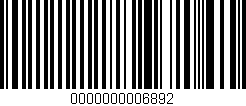 Código de barras (EAN, GTIN, SKU, ISBN): '0000000006892'