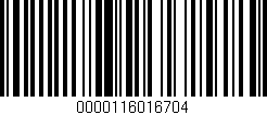 Código de barras (EAN, GTIN, SKU, ISBN): '0000116016704'