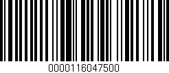Código de barras (EAN, GTIN, SKU, ISBN): '0000116047500'