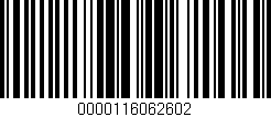 Código de barras (EAN, GTIN, SKU, ISBN): '0000116062602'