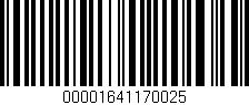 Código de barras (EAN, GTIN, SKU, ISBN): '00001641170025'