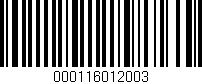 Código de barras (EAN, GTIN, SKU, ISBN): '000116012003'