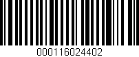 Código de barras (EAN, GTIN, SKU, ISBN): '000116024402'