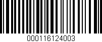 Código de barras (EAN, GTIN, SKU, ISBN): '000116124003'