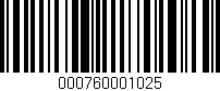 Código de barras (EAN, GTIN, SKU, ISBN): '000760001025'