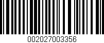 Código de barras (EAN, GTIN, SKU, ISBN): '002027003356'