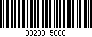 Código de barras (EAN, GTIN, SKU, ISBN): '0020315800'