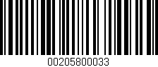 Código de barras (EAN, GTIN, SKU, ISBN): '00205800033'