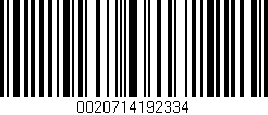 Código de barras (EAN, GTIN, SKU, ISBN): '0020714192334'