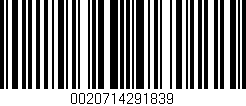 Código de barras (EAN, GTIN, SKU, ISBN): '0020714291839'