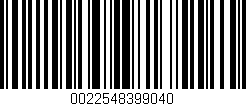 Código de barras (EAN, GTIN, SKU, ISBN): '0022548399040'