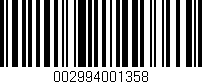 Código de barras (EAN, GTIN, SKU, ISBN): '002994001358'