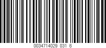 Código de barras (EAN, GTIN, SKU, ISBN): '0034714029_031_6'