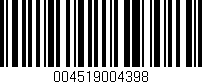 Código de barras (EAN, GTIN, SKU, ISBN): '004519004398'