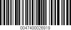 Código de barras (EAN, GTIN, SKU, ISBN): '0047400026919'