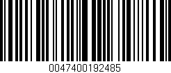 Código de barras (EAN, GTIN, SKU, ISBN): '0047400192485'