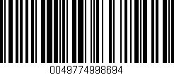 Código de barras (EAN, GTIN, SKU, ISBN): '0049774998694'