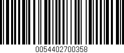 Código de barras (EAN, GTIN, SKU, ISBN): '0054402700358'
