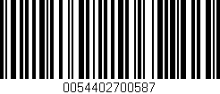 Código de barras (EAN, GTIN, SKU, ISBN): '0054402700587'