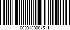 Código de barras (EAN, GTIN, SKU, ISBN): '0080100004511'