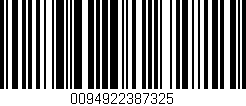 Código de barras (EAN, GTIN, SKU, ISBN): '0094922387325'