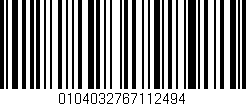 Código de barras (EAN, GTIN, SKU, ISBN): '0104032767112494'