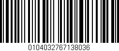 Código de barras (EAN, GTIN, SKU, ISBN): '0104032767138036'