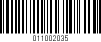 Código de barras (EAN, GTIN, SKU, ISBN): '011002035'