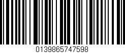 Código de barras (EAN, GTIN, SKU, ISBN): '0139865747598'