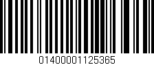 Código de barras (EAN, GTIN, SKU, ISBN): '01400001125365'