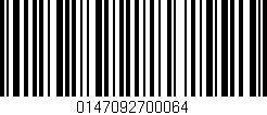 Código de barras (EAN, GTIN, SKU, ISBN): '0147092700064'
