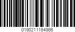 Código de barras (EAN, GTIN, SKU, ISBN): '0190211184986'