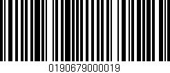 Código de barras (EAN, GTIN, SKU, ISBN): '0190679000019'