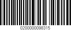 Código de barras (EAN, GTIN, SKU, ISBN): '0200000098315'