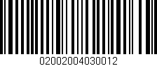 Código de barras (EAN, GTIN, SKU, ISBN): '02002004030012'