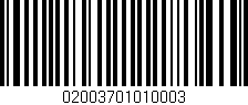 Código de barras (EAN, GTIN, SKU, ISBN): '02003701010003'
