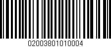 Código de barras (EAN, GTIN, SKU, ISBN): '02003801010004'