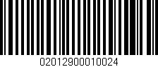 Código de barras (EAN, GTIN, SKU, ISBN): '02012900010024'