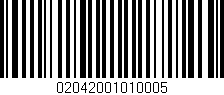 Código de barras (EAN, GTIN, SKU, ISBN): '02042001010005'