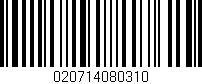 Código de barras (EAN, GTIN, SKU, ISBN): '020714080310'