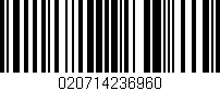 Código de barras (EAN, GTIN, SKU, ISBN): '020714236960'