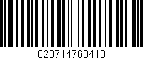 Código de barras (EAN, GTIN, SKU, ISBN): '020714760410'