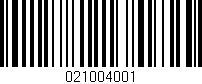 Código de barras (EAN, GTIN, SKU, ISBN): '021004001'
