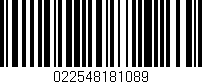 Código de barras (EAN, GTIN, SKU, ISBN): '022548181089'
