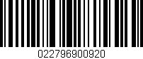 Código de barras (EAN, GTIN, SKU, ISBN): '022796900920'