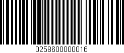 Código de barras (EAN, GTIN, SKU, ISBN): '0258600000016'