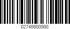 Código de barras (EAN, GTIN, SKU, ISBN): '02748800980'