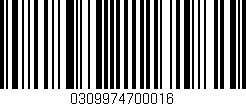 Código de barras (EAN, GTIN, SKU, ISBN): '0309974700016'